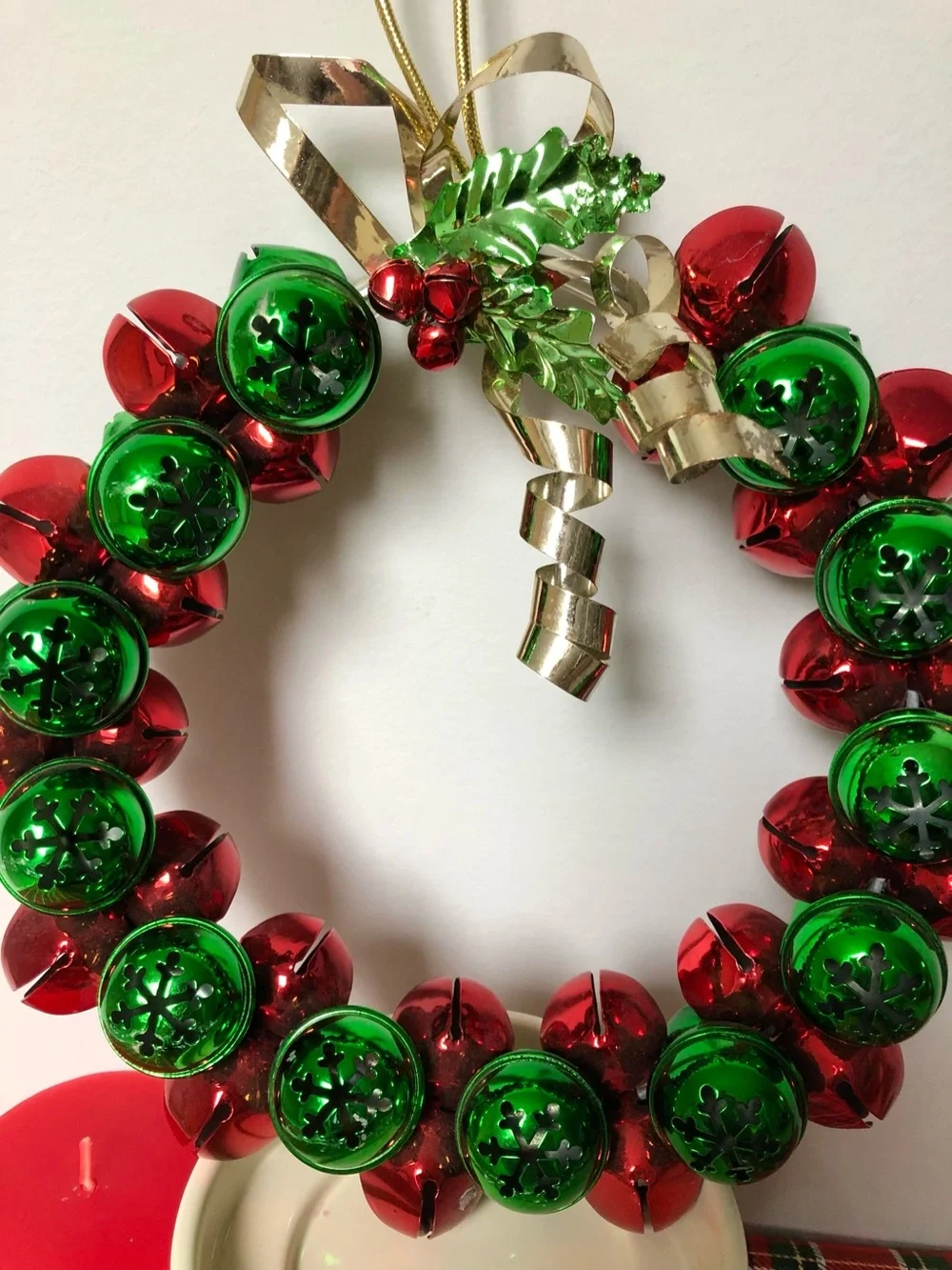 Vintage Metal Snowflake Jingle Bell Festive Wreath